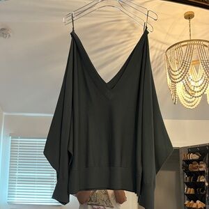 Express Olive Green V-Neck Knit Top
